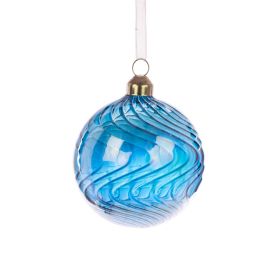 Blue Glass Savanna Bauble 8cm